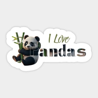 I Love Pandas Fun Cute Panda Lover Gift Sticker